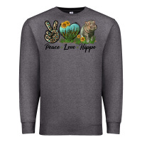 Charcoal Heather Peace Love Hippo Premium Sweatshirt - LillyAllenDesigns