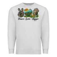 Dove Grey Peace Love Hippo Premium Sweatshirt - LillyAllenDesigns