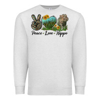 Oatmeal Heather Peace Love Hippo Premium Sweatshirt - LillyAllenDesigns
