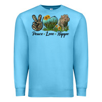 Ocean Blue Peace Love Hippo Premium Sweatshirt - LillyAllenDesigns