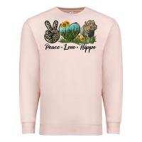 Pale Pink Peace Love Hippo Premium Sweatshirt - LillyAllenDesigns