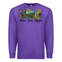 Purple Peace Love Hippo Premium Sweatshirt - LillyAllenDesigns