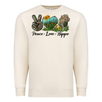 Sandshell Peace Love Hippo Premium Sweatshirt - LillyAllenDesigns