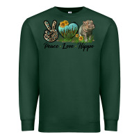 Sports Green Peace Love Hippo Premium Sweatshirt - LillyAllenDesigns