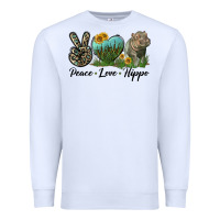 White Peace Love Hippo Premium Sweatshirt - LillyAllenDesigns