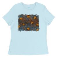 Baby Blue tooled leather fall background Ladies Tee - RanaPortraitStore