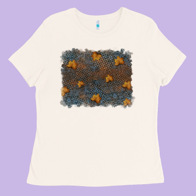 Tooled Leather Fall Background Ladies Tee Designed By Ranaportraitstore