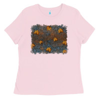 Bubblegum Pink tooled leather fall background Ladies Tee - RanaPortraitStore