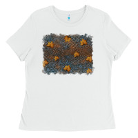 White tooled leather fall background Ladies Tee - RanaPortraitStore