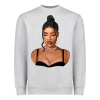 Heather Grey black woman Heavyweight Sweatshirt - FaDigitalArtStudio