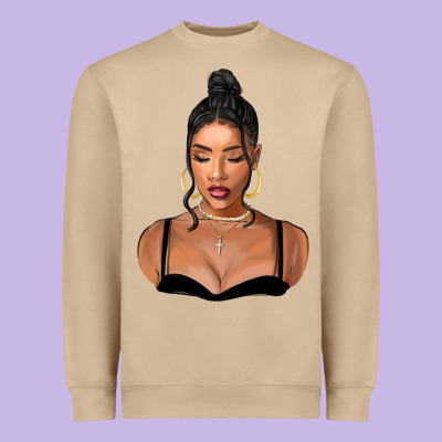 Black Woman Heavyweight Sweatshirt Designed By Fadigitalartstudio