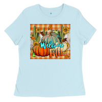 Baby Blue welcome fall tumbler Ladies Tee - BundleAndBundleShop