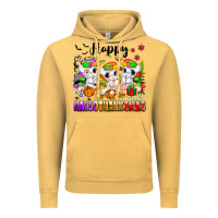 Vintage Mustard happy hallothanksmas unicorns Vintage Hoodie - texasbilliewilder