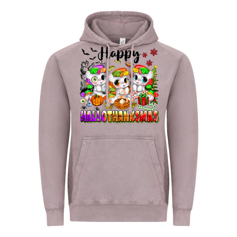 Happy Hallothanksmas Unicorns Vintage Hoodie by texasbilliewilder | Teevron