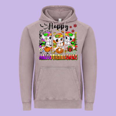 Happy Hallothanksmas Unicorns Vintage Hoodie Designed By Texasbilliewilder