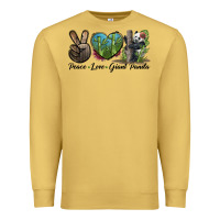 Antique Gold Peace Love Giant Panda Premium Sweatshirt - LillyAllenDesigns