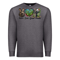 Charcoal Heather Peace Love Giant Panda Premium Sweatshirt - LillyAllenDesigns