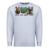 Heather Grey Peace Love Giant Panda Premium Sweatshirt - LillyAllenDesigns