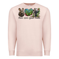 Pale Pink Peace Love Giant Panda Premium Sweatshirt - LillyAllenDesigns