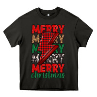 Asphalt merry christmas lightning bolt Heavy Core Tee - MaliasSmallBusiness