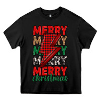 Black merry christmas lightning bolt Heavy Core Tee - MaliasSmallBusiness