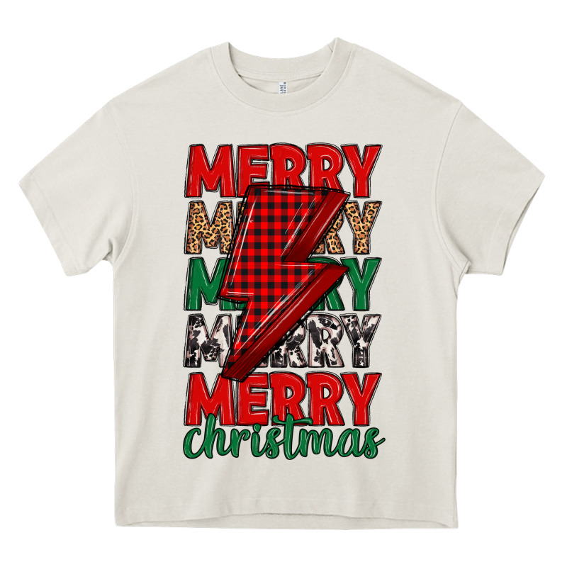 Merry Christmas Lightning Bolt Heavy Core Tee by MaliasSmallBusiness | Teevron