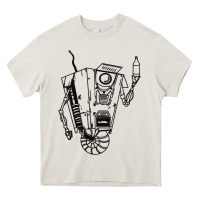Cream b&w claptrap   borderlands Heavy Core Tee - tuanDangUi