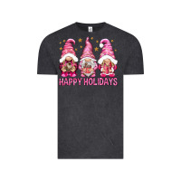 Vintage Black Happy holidays with gnomes Vintage Tee - NancyCooperArtShop