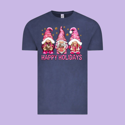 Happy Holidays With Gnomes Vintage Tee Designed By Nancycooperartshop