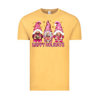 Vintage Mustard Happy holidays with gnomes Vintage Tee - NancyCooperArtShop