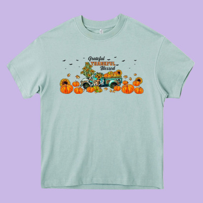 Grateful Thankful Blessed Heavy Core Tee Designed By Jahusdesignshop