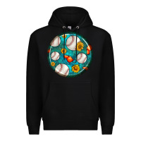 Black baseball with sunflower round earrings Premium Hoodie - BundleAndBundleShop