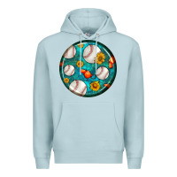 Blue Mist baseball with sunflower round earrings Premium Hoodie - BundleAndBundleShop