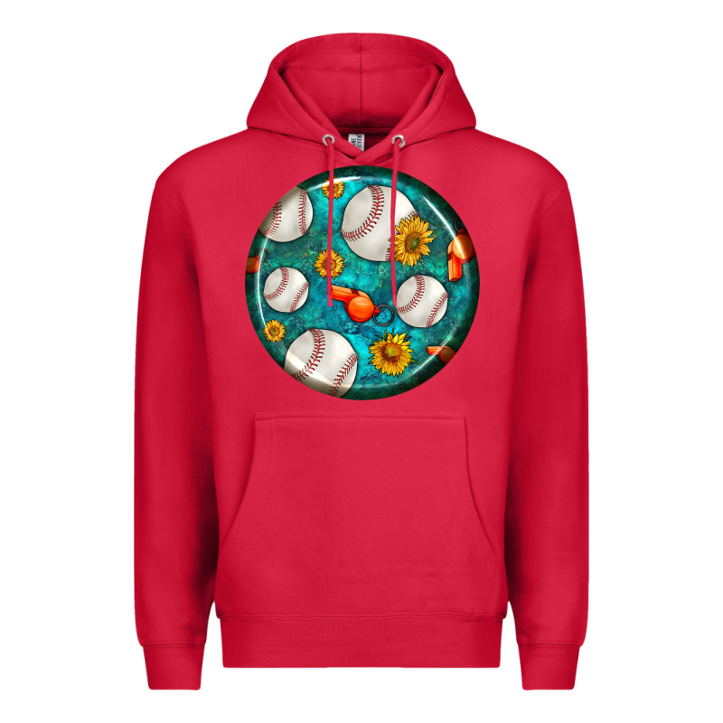 Baseball With Sunflower Round Earrings Premium Hoodie by BundleAndBundleShop | Teevron