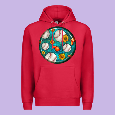 Baseball With Sunflower Round Earrings Premium Hoodie Designed By Bundleandbundleshop