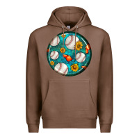 Chestnut baseball with sunflower round earrings Premium Hoodie - BundleAndBundleShop