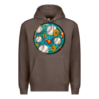 Coffee baseball with sunflower round earrings Premium Hoodie - BundleAndBundleShop