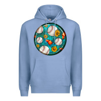 Colony Blue baseball with sunflower round earrings Premium Hoodie - BundleAndBundleShop