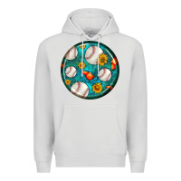 Dove Grey baseball with sunflower round earrings Premium Hoodie - BundleAndBundleShop