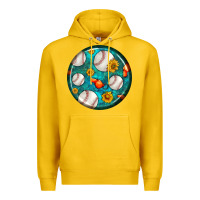 Lemon baseball with sunflower round earrings Premium Hoodie - BundleAndBundleShop