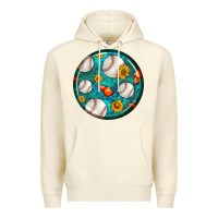 Sandshell baseball with sunflower round earrings Premium Hoodie - BundleAndBundleShop