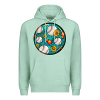 Seafoam baseball with sunflower round earrings Premium Hoodie - BundleAndBundleShop