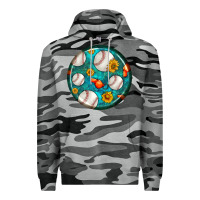 Slate Camo baseball with sunflower round earrings Premium Hoodie - BundleAndBundleShop