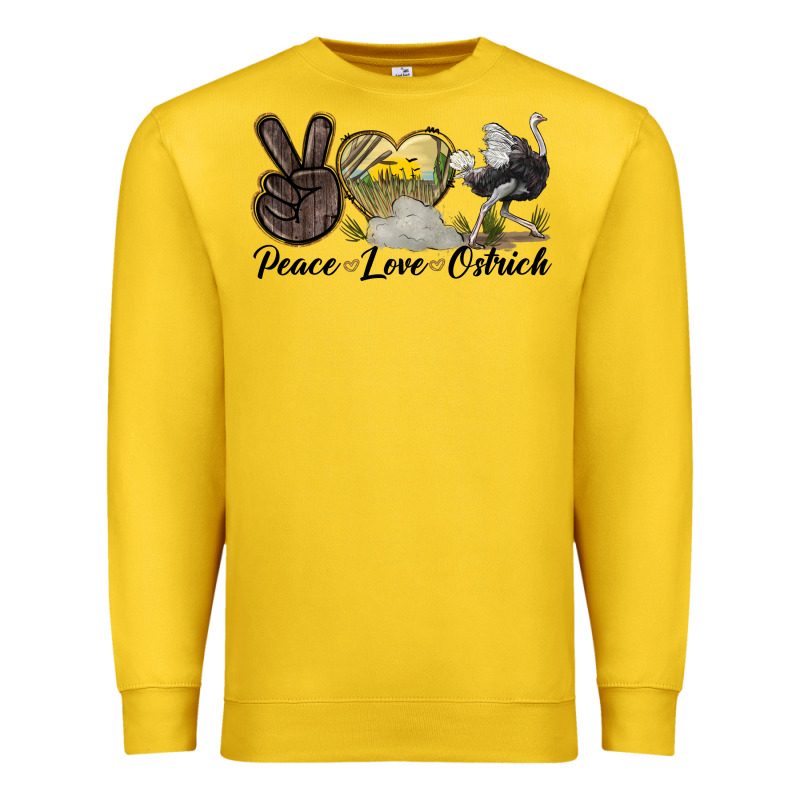 Peace Love Ostrich Premium Sweatshirt by LillyAllenDesigns | Teevron