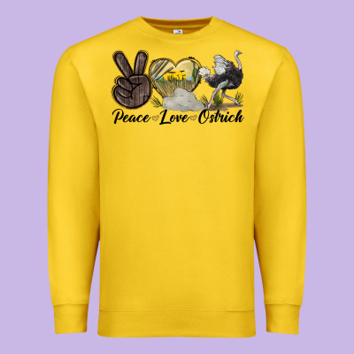 Peace Love Ostrich Premium Sweatshirt Designed By Lillyallendesigns