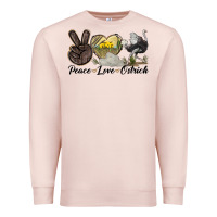 Pale Pink peace love ostrich Premium Sweatshirt - LillyAllenDesigns