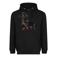 Black Dachshund Dog Illustrations Heavyweight Hoodie - LillyAllenDesigns