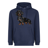 Navy Dachshund Dog Illustrations Heavyweight Hoodie - LillyAllenDesigns