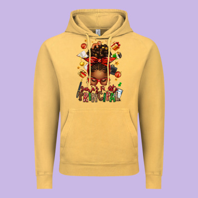 Santas Favorite Principal Afro Messy Bun Vintage Hoodie Designed By Texasbilliewilder