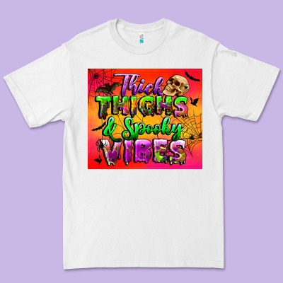 Thick Thighs And Spooky Vibes Tumbler Premium Tee Designed By Bundleandbundleshop